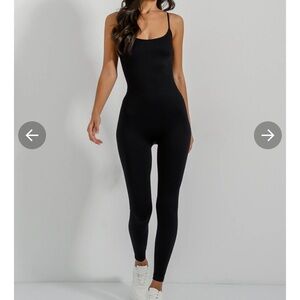 Women's Black Ribbed Jumpsuit (Low Back) (Size S/M)